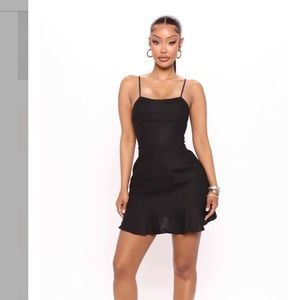 Black mini dress from fashionnova